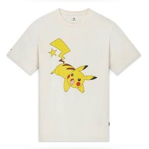 Converse x POKEMON Crossover Cartoon Printing Sports Short Sleeve Beige T-Shirt